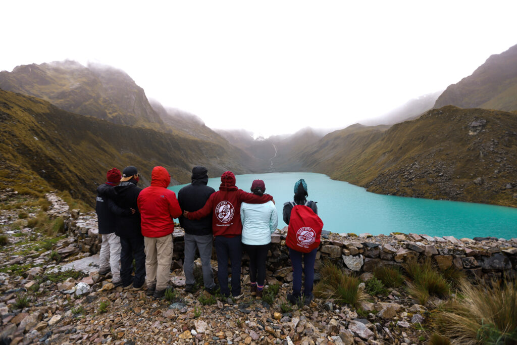 Turquoise glacial lake on Vilcabamba trail Peru